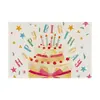 Manteles individuales con tema de cumpleaños con estampados de pastel feliz y globos, resistentes al calor, para decoración del hogar y restaurante, tapetes de mesa