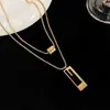 Collar Transfronterizo Europeo y Americano Cadena de Suéter Doble Capa de Alta Gama Venta al por Mayor Moda Accesorios de Colgante Versátiles Nuevos de Acero de Titanio