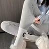 Leggings de Rayas Verticales para Mujer Otoño e Invierno, Ropa Exterior Simple y Versátil, Pantalones Térmicos de Cachemir Engrosados que no se Enrollan y Calzoncillos Largos de Terciopelo