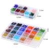 Gran oferta transfronteriza de Amazon: 24 cuentas de cristal planas en caja de 10 cuadrículas, ideal para collares, pulseras y accesorios de joyería.