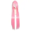 Peruca cosplay europeia e americana franja longa 1 metro de comprimento lisa 100cm cabelo multicolorido modelagem niang peruca cos universal fabricantes
