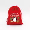 Sacolas de Presente de Natal em Estoque, Sacolas Grandes de Veludo Vermelho com Cordão, Sacolas para Embalagem de Presente, Sacolas para Joias, Sacolas para Doces e Lanches Atacado
