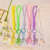 Cordón para teléfono de bádminton color macarrón, colgante de resina, correa de muñeca tejida, llavero, accesorio de cordón anti-caída para bolsa