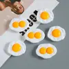 Huevo Cocido Huevo Escalfado Juguete de Comida Grande Simulado Accesorios de Resina Pegamento de Crema DIY Imán para Refrigerador Agujero Joyería para Zapatos Parche