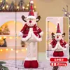 Adornos Navideños Retráctiles de Muñeco de Cruzar Fronteras, Adornos de Anciano de Piernas Largas con Cuadros Rojos Navideños, Muñeco de Nieve, Reno