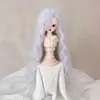 Peluca para Muñeca Seda Suave Figura BJD SD Vestir Estilismo Flequillo Largo de Colores Rizos de Lana Peluca Cubrecabezas