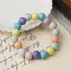 Macaron Cor Mista Contas Antigas Pulseira Multi-Círculo Pulseira Pulseira Flor de Pessegueiro Verão Mori Doce Corrente Feita à Mão