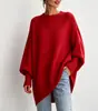 Suéter de punto oversized con cuello redondo, transfronterizo europeo y americano, otoño/invierno 2026, marca independiente, estilo holgado y relajado, suéter de color liso para mujer