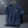 Camiseta de Manga Corta de Seda Helada de Peso Pesado para Hombre, Nueva Camiseta de Manga Media Estilo Verano, Camiseta Casual Deportiva Delgado de Secado Rápido