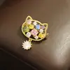 Exquisito y Dulce Broche de Cabeza de Gato con Diamantes Color Rosa, Pin de Animal Gatito Lindo y Versátil, Pin de Solapa, Mismo Estilo para Hombres y Mujeres