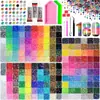 Caja de 24 compartimentos moderna y popular de diamantes de resina jelly de color AB con base plana, empaquetada para arte de uñas DIY, accesorios pequeños, venta al por mayor
