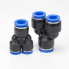 Conector rápido de tubería de aire neumática, conector de plástico reductor en Y, tipo Y, PW6-4/8-6/10-8, venta al por mayor de fábrica