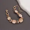 Pulseira de Pedra Olho de Gato para Mulheres, Luxo Leve Cristal Ouro Rosa Quadrado Incrustado com Diamantes, Joia Versátil e de Alto Padrão Presente