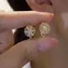 Hebilla de oreja de copo de nieve de circón de lujo ligero estilo japonés y coreano, pendientes de diseño de nicho para mujer, pendientes de temperamento, nueva joyería de oreja personalizada