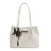 Bolso de axila de cuero suave de gran capacidad, color sólido, texturizado, para mujer, estilo vintage de principios de otoño, para ir al trabajo, de hombro, de alta gama