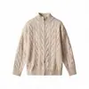 Invierno 2026 Nuevo Estilo Coreano Suéter de Punto Trenzado para Hombre con Cuello Alto Moda Masculina Chaqueta Cardigan de Punto con Doble Cremallera