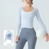 Roupa de Treino Profissional de Pilates Yoga para Mulheres, Manga Longa Transparente Proteção Solar Secagem Rápida Alta Elasticidade Respirável Top para Academia Corrida