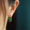 Aretes Imitación Calcedonia Natural Jade Hetian Chapados en Oro para Mujer Estilo Chino Jade Verde Jaspeado Aretes Retro Jade Aretes