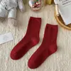 Este año calcetines rojos para mujer festivos de Año Nuevo rojo Angola cálidos de felpa calcetines para mujer feliz Año Nuevo piu ~ piu ~