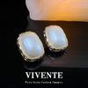 Pendientes retro originales vintage francés caja blanco y negro diseño de nicho S925 pendientes simples elegantes versátiles