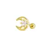 Gabei Europea y Americana Transfronteriza 3D Luna Hélice de Oreja Clavo Corazón Forma Zirconia Hélice de Oreja Clavo Perforación Joyería Fábrica en Stock