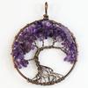 Colgante de árbol de la vida redondo de bronce con gema de grava de cristal, venta al por mayor de joyería de comercio exterior transfronterizo de Amazon y eBay