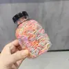 Gomas Elásticas Pequeñas Desechables en un Frasco, Color Caramelo, Alta Elasticidad, No Dañan el Cabello, Sujetadores de Cabello Simples y Versátiles para Bebés