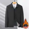 Chaqueta de Negocios con Cuello de Forro Polar y Engrosada para Hombre 2026 Nuevo Estilo de Invierno Abrigo de Invierno Ejecutivo para Papá