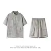 Traje Casual de Seda de Hielo para Hombre, Estilo Tie-Dye Sucio de Verano, Secado Rápido, Shorts Deportivos Elegantes y Modernos, Camiseta de Manga Corta, Conjunto Completo