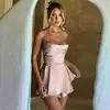 Vestido Cruzado Cuadrado Nuevo 2024 Transfronterizo, Estilo Europeo y Americano con Tirantes Finos Espalda Descubierta Irregular Corto, Elegante para el Trabajo