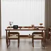 Escritorio de madera maciza, escritorio largo, adecuado para sala de estar, dormitorio o estudio; escritorio de estudio para dos personas; escritorio de computadora estrecho de doble capa, montado en la pared; diseño elegante