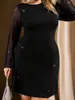 Comercio exterior transfronterizo europeo y americano talla grande verano 2026 nuevo elegante encaje empalmado sin espalda cuello redondo vestido corto