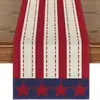 Nuevo camino de mesa de lino transfronterizo con estampado del Día de la Independencia para el hogar, comedor, sala de estar, mesa de comedor, decoración interior y exterior