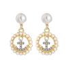 Pendientes de perlas dulces, temperamento femenino, celebridad de Internet, pendientes de diamantes de imitación simples, nuevos pendientes circulares