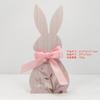 Adornos de Conejo de Madera con Cinta de Pascua Decoraciones de Escritorio Pintadas de Pascua Piezas de Madera Creativas para el Hogar de los Niños
