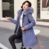 Parka Talla Grande 100kg Abrigo para Mujer con Cuello Grande de Piel, Estilo Coreano Forrado de Felpa, Ceñido a la Cintura, Chaqueta de Algodón Cálida para Mujer, Moderna