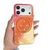 Funda de teléfono de color degradado con estrella pequeña dorada adecuada para Apple 18 Pro Max con soporte magnético, 16/17 para mujer, 15 Pro