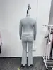 Conjunto de moda nuevo de comercio exterior europeo y americano de Amazon transfronterizo: conjunto de 2 piezas de pantalones acampanados de cintura baja, ajustados, de cuello alto, cómodos