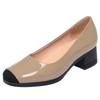Zapatos individuales color nude para mujer, Nuevo estilo Primavera/Verano 2025, Elegantes zapatos slip-on de tacón grueso para mujer, Zapatos de charol de punta cuadrada para dama de honor
