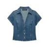 Camisa de Mezclilla Elegante Ajustada a la Moda Europea y Americana Transfronteriza para Mujer 2026 0695260
