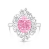 Anillo de Huevo de Paloma Cortado Flor de Hielo de Piedra Preciosa Colorida Más Vendido en Transmisión en Vivo para Mujeres, Chapado en Oro Real Diamante de Alto Carbono Super Brillante Anillo con Forma de Huevo Joyería
