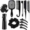 Cepillo para Lavar el Cabello Transfronterizo, Peine Masajeador, Peine de Dientes Separados Hueco, Peine de Tupé, Botella con Atomizador, Goma para el Cabello, Peine para Peinar el Cabello, Set de Herramientas de Estilismo