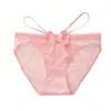 Braguitas de Encaje Estilo Francés con Lazo, Puro Deseo, Tiro Bajo para Mujer, Panties de Malla para Chica, Tira Fina, Atractivas, Huecas