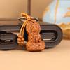 Llavero de coche de madera de durazno tallado riqueza Maitreya Guanyin Buda Dios de la Riqueza Llavero colgante fabricantes regalo mayoreo