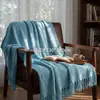 Manta de Toalla Burbuja con Bordes de Borlas, Manta Tejida para Siesta, Manta de Hilo para Casa de Huéspedes, Manta Decorativa para Cama, Manta Vintage para Sofá de Primavera y Otoño