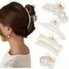 Pinza de Garra para Cabello con Perla Grande Coreana Elegante y con Estilo Pinza para el Cabello de Mujer para la Parte Posterior de la Cabeza Accesorio para el Cabello