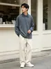 Camiseta de manga longa com gola polo listrada para homens, nova, outono, estilo retro japonês, simples, confortável, solta, casual, top para mulheres, moderno