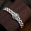 Corrente de Relógio Estilo Chinês Vintage Banhada a Prata com Padrão do Deus da Riqueza Amarelo Pulseira Grossa Masculina CFO Direto do Fabricante