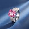 Outono e Inverno novo estilo Zhuang Sheng joias Flor de Gelo lapidação diamante de alto carbono cobre Diamante incrustado elegante Anel Quadrado Princesa feminino 10*10