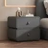 Mesa de Cabeceira Pequena Doméstica Moderna Minimalista Madeira Maciça Creme Alta Qualidade Quarto Luxo Leve Couro Instalação Armazenamento